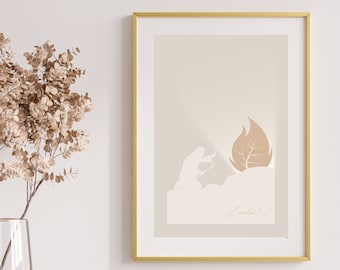 Burning Bush Moses Minimalist Modern Christian Wall Art Digital Print Exodus Story Biblical Art Bible Sketches Jesus Art Poster Boho Nursery