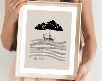 Paul in the Storm Shipwreck Acts Missionary Journey DIGITAL PRINT Scripture Bible Art So Take Courage Nursery Bible Verse Wall Art Poster