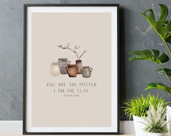 You Are The Potter I Am The Clay Isaiah 64:8 Minimal Christian Wall Art Bible Verse Sketch Printable Digital Download Religious Home Decor