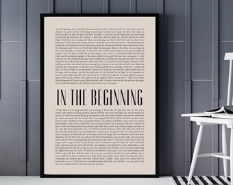 In The Beginning Digital Days of Creation Minimalist Illustration Genesis 1 Abstract Christian Wall Art Neutral Nursery Church Wall Decor