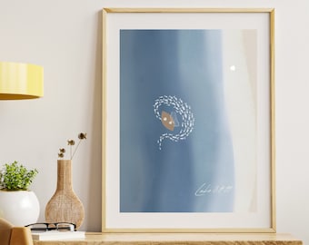 Jesus and the miraculous catch of fish, christian modern art, bible sketches, Jesus art, bible wall art, christian home decor printable art