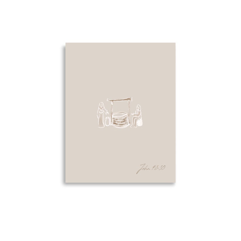 Woman at the Well, Poster, Samaritan, Jesus Heals, Hem, Sketch, Bible