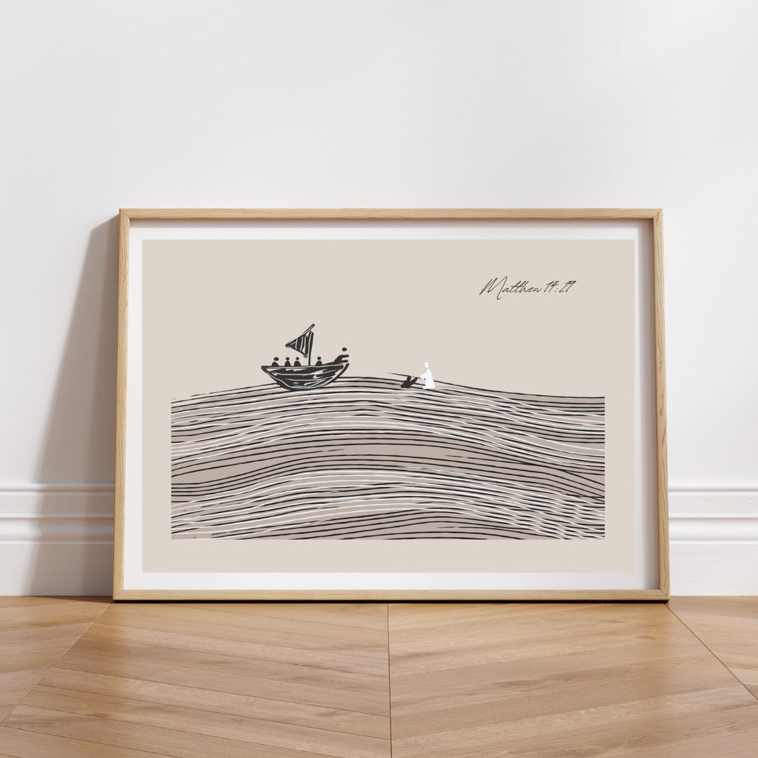 Jesus and Peter Walk on Water Digital Download Modern Bible Art Bible ...