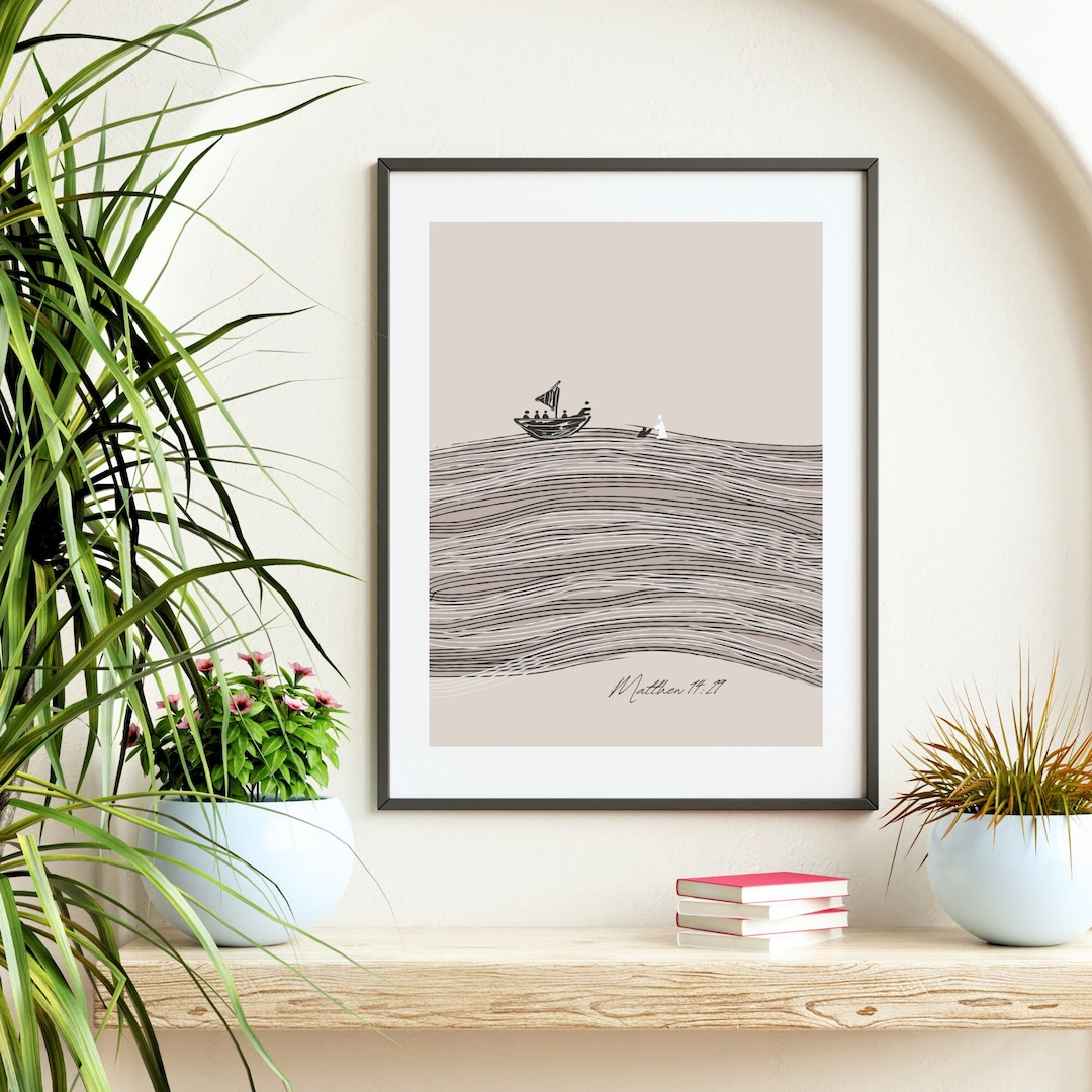 Jesus and Peter Walk on Water Digital Download Modern Bible Art Bible ...