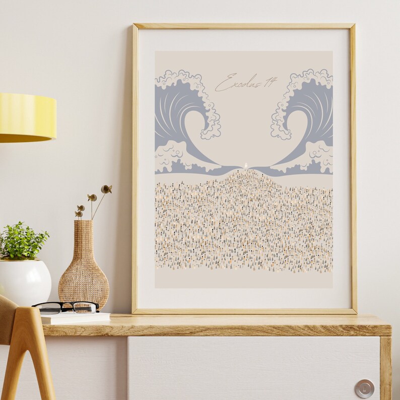 Moses Parting the Red Sea Digital Print Exodus Old Testament Sketches ...