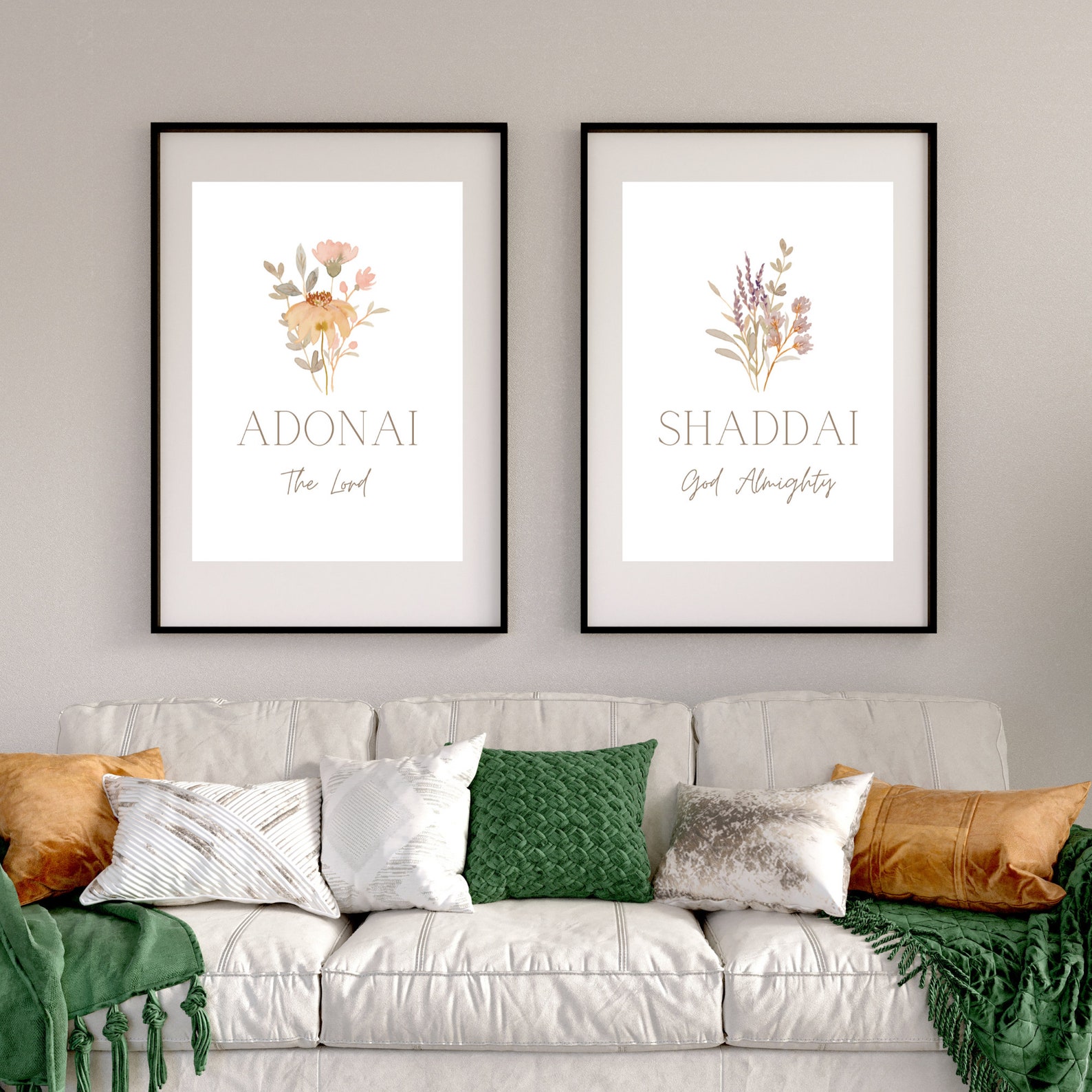 Set of 6 Christian Printable Names of God Digital Wall Art Yahweh Jireh ...