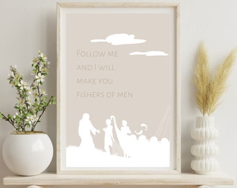 Fishers of Men Digital Print Matthew 4:19 Bible Wall Art Follow Jesus Print Bible Poster Evangelism Scripture Art Jesus Wall Art Nursery