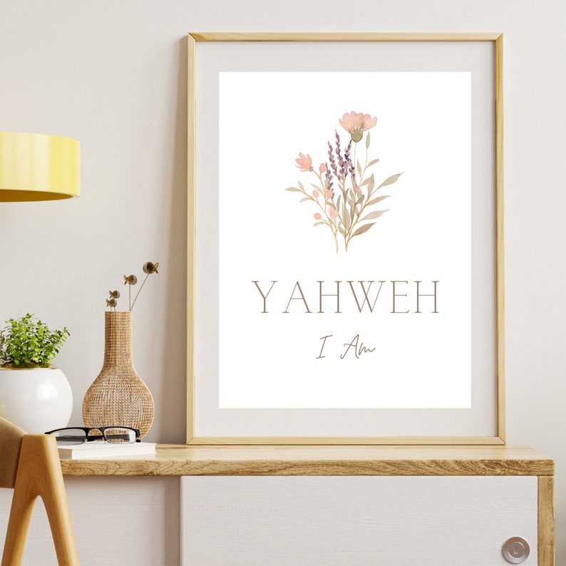 Set of 6 Christian Printable Names of God Digital Wall Art Yahweh Jireh ...