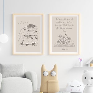 Noahs Ark Two of Every Animal Digital Print Bible Sketches Jesus Art ...