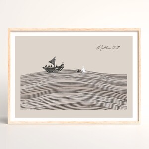 Jesus and Peter Walk on Water Digital Download Modern Bible Art Bible ...