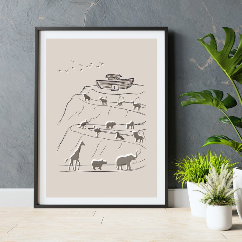 Noahs Ark Two of Every Animal Digital Print Bible Sketches Jesus Art ...