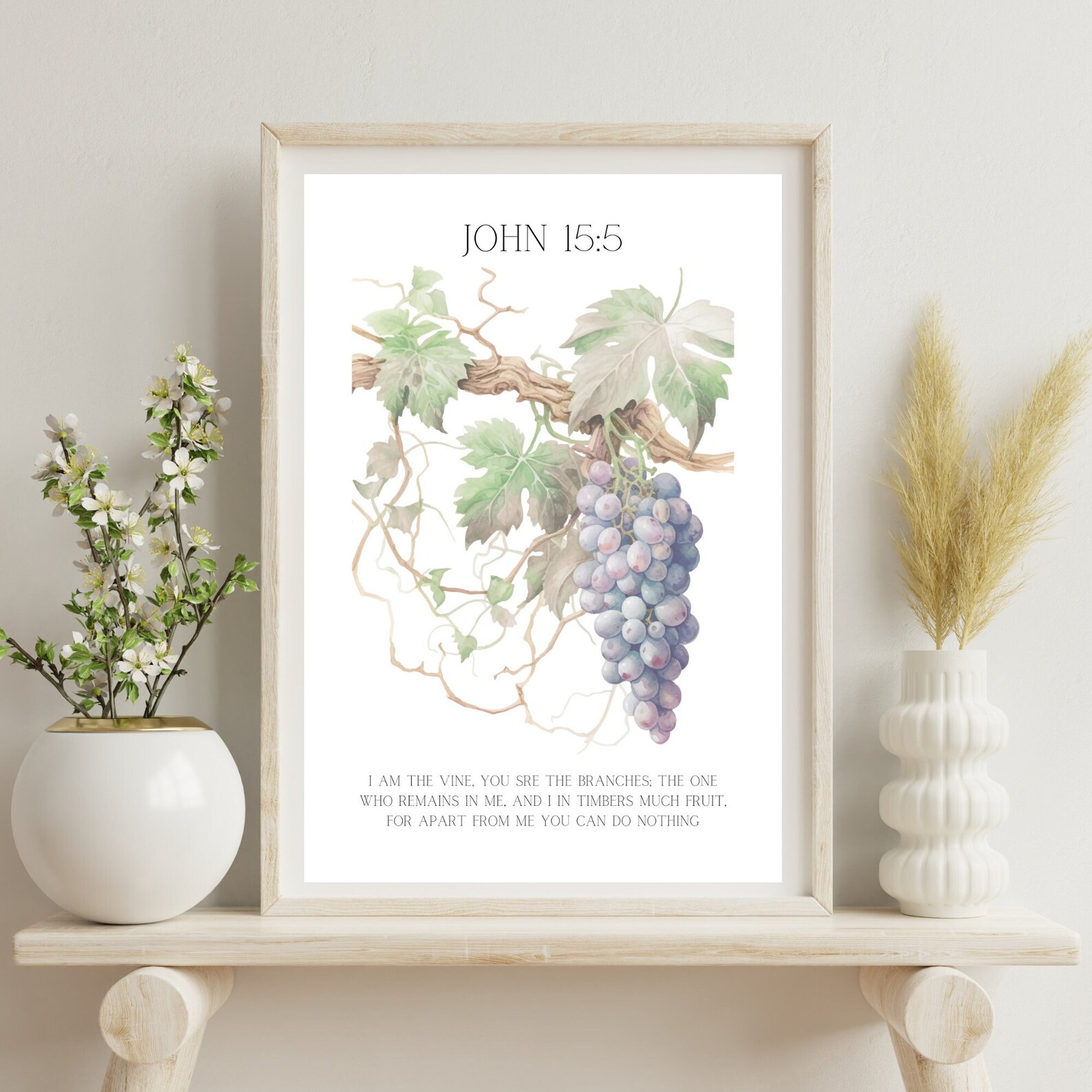 John 15:5 I Am the Vine Printable Modern Scripture Decor Bible - Etsy