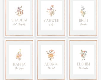 Set of 6 Christian printable Names of God DIGITAL DOWNLOAD