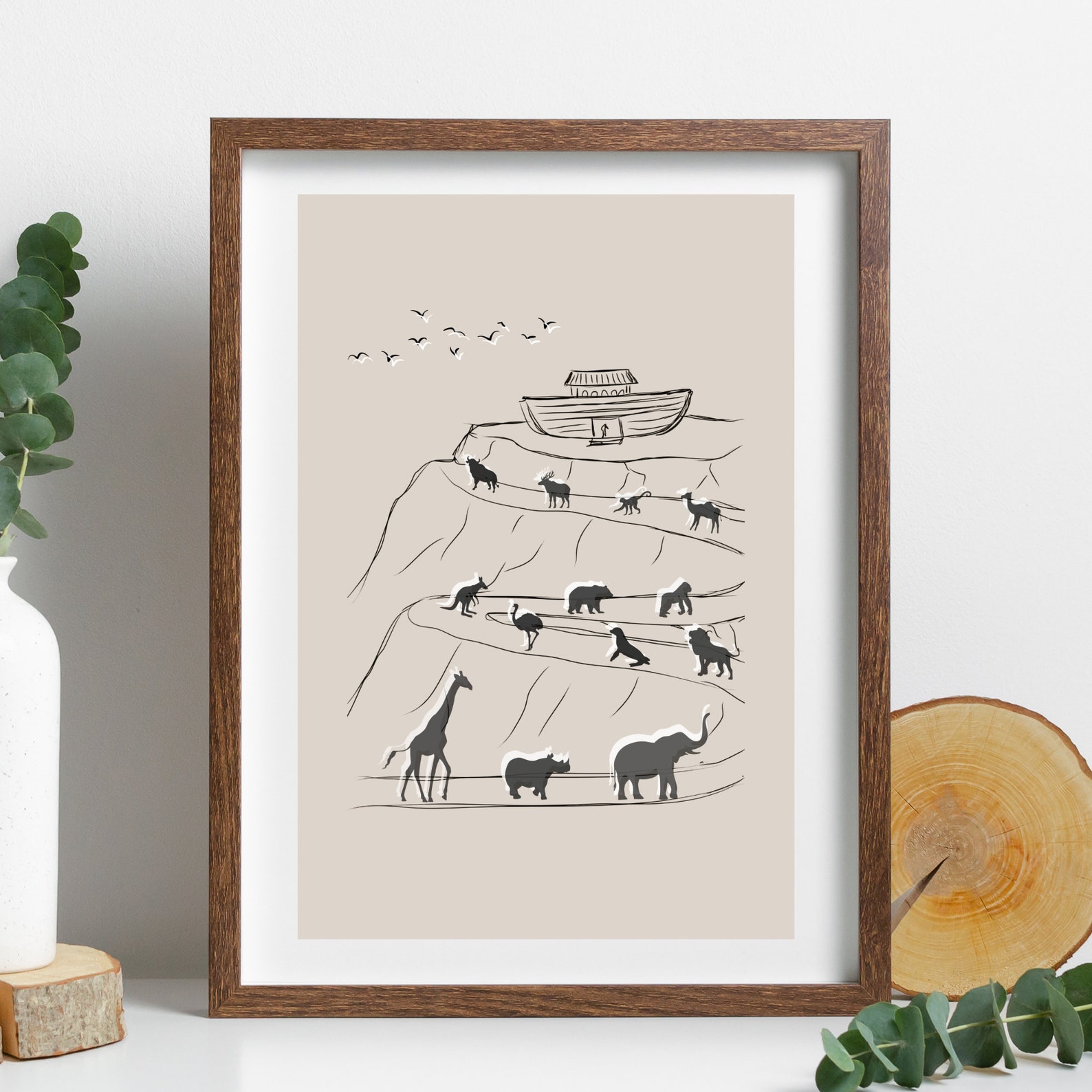 Noahs Ark Two of Every Animal Digital Print Bible Sketches Jesus Art ...