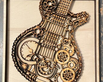 Laser-Cut Guitar Gears Wall Art