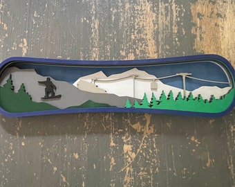 Multilayer 3-D Laser-Cut Snowboard Cut-Out Wall Panel