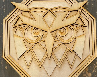 3-D Octagon Mandala Owl Panel