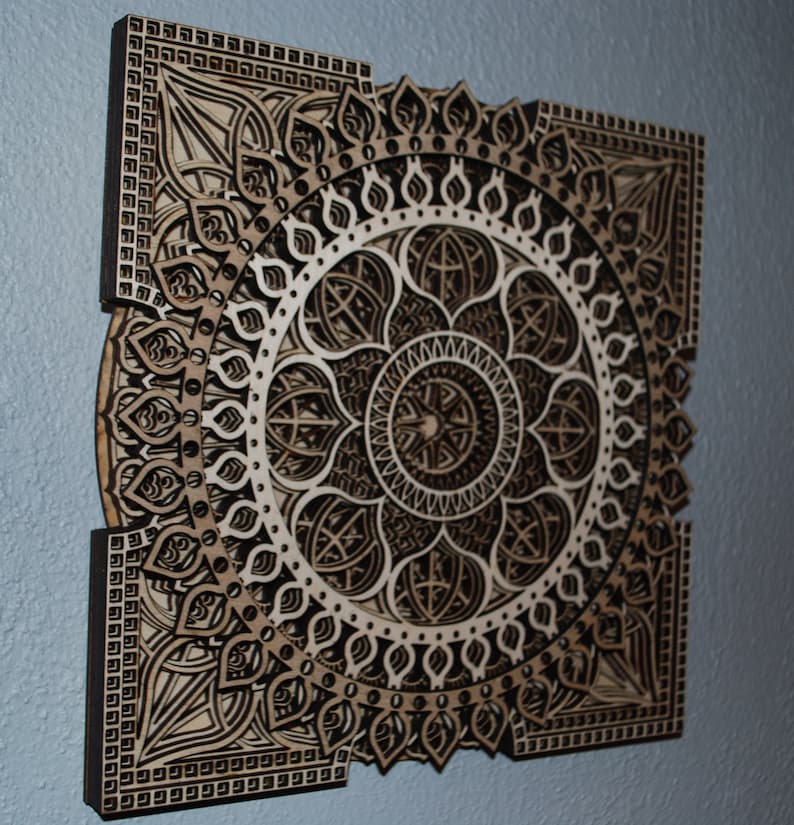 LaserCut 3D Mandala Wood Wall Art M021 Etsy