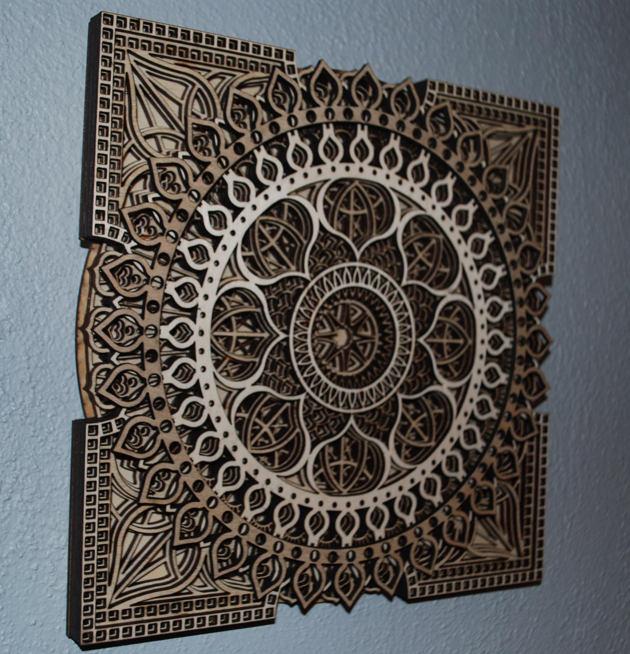 Lasercut 3D Mandala Wood Wall Art M021 Etsy