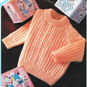 Padrão de tricô para suéter de bebê em PDF, suéteres vintage, padrão de suéter laranja infantil