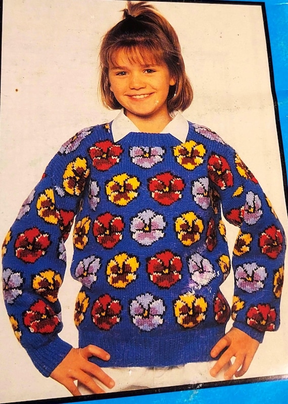 トップス vintage Flower pattern knit 古着 90
