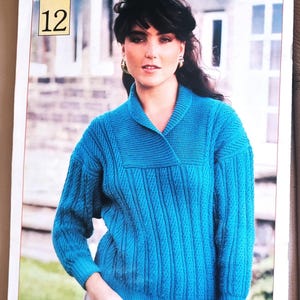 Jumper knitting pattern PDF vintage knitting pattern downloadable PDFLadies sweater with Shawl Collar vintage pullover/cardigan pattern