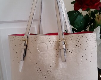 Ladies cream shopper bag