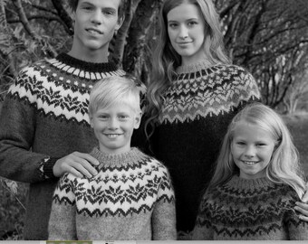 1 vintage pattern, knitted sweaters PDF, cardigan pattern,  pullover knitting pattern, adults sizes 38 - 44, children 8 - 12 years