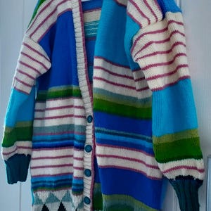 1 suéter feminino tricotado à mão, cardigã de malha para roupas femininas, tamanhos 34 a 38, malha de lã acrílica longa, roupas femininas