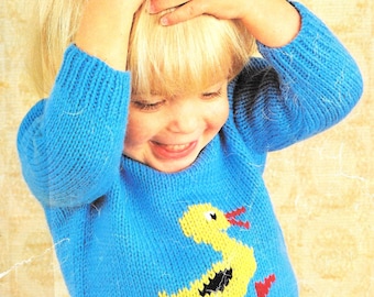 Vintage breipatronen voor kindervestjes, eend, kip, vogel (pdf-download)