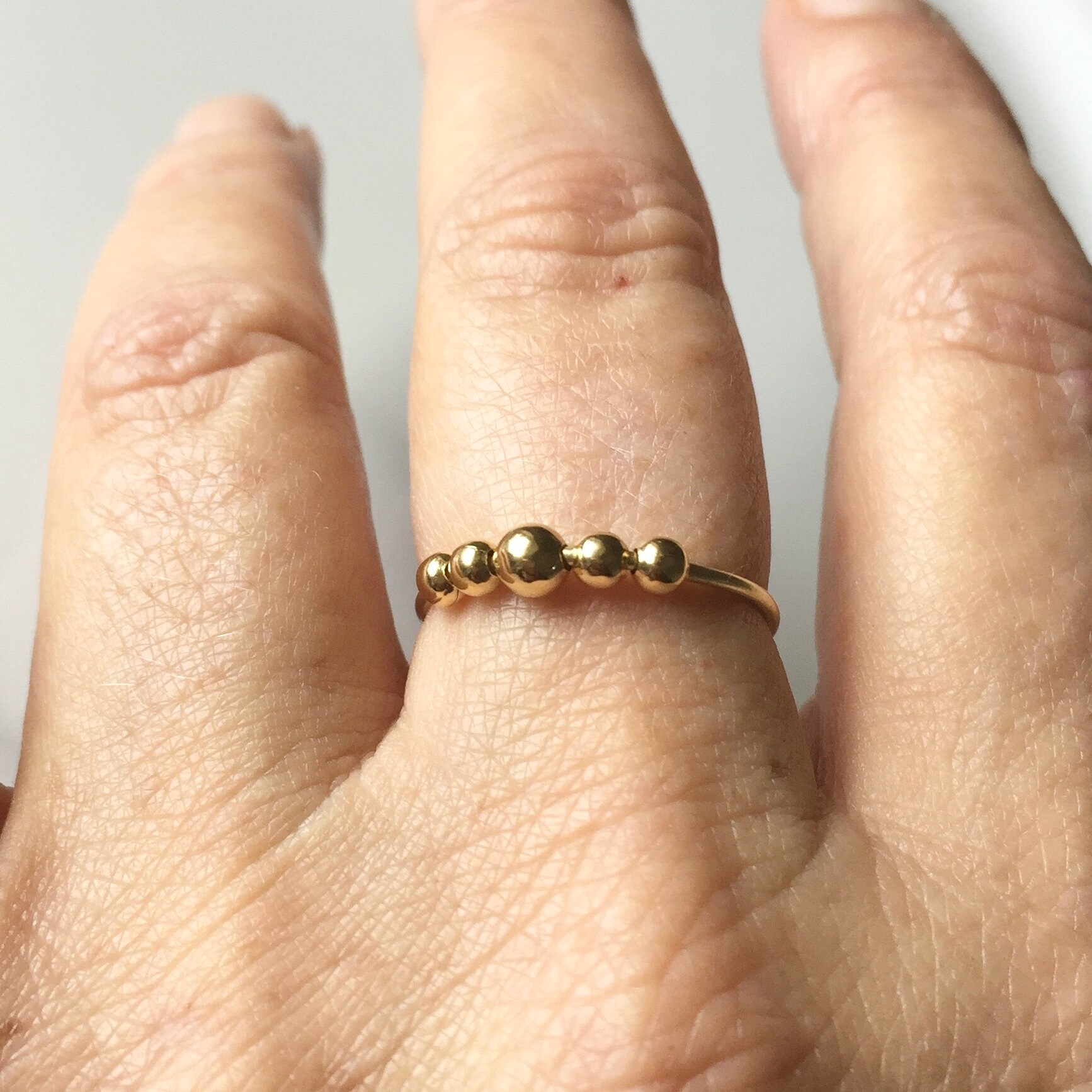 9k Gold Anxiety Ring/14k Gold Anxiety Ring/rose Gold Ring/ Etsy