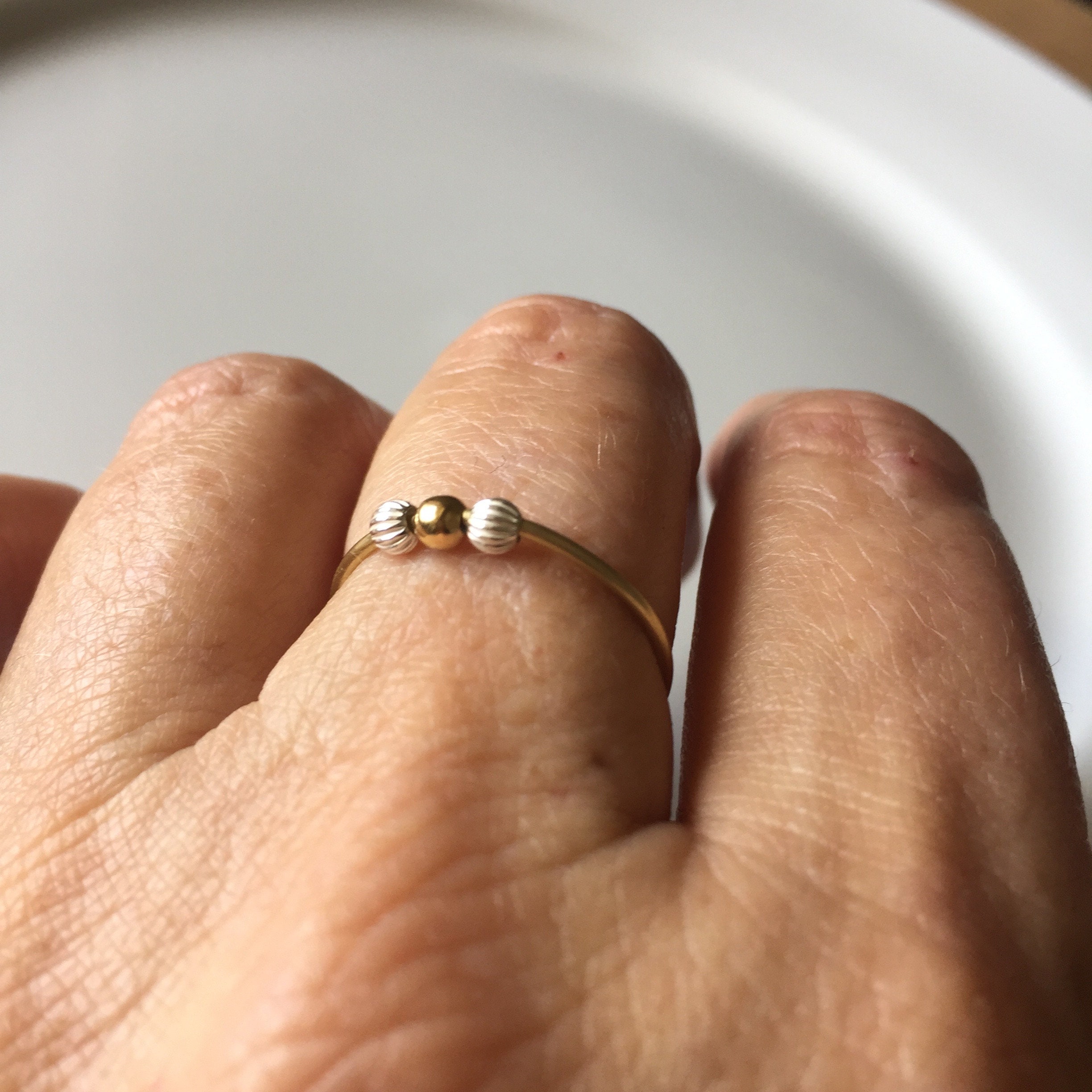 9k Gold Anxiety Ring/14k Gold Anxiety Ring/rose Gold Ring/ Etsy