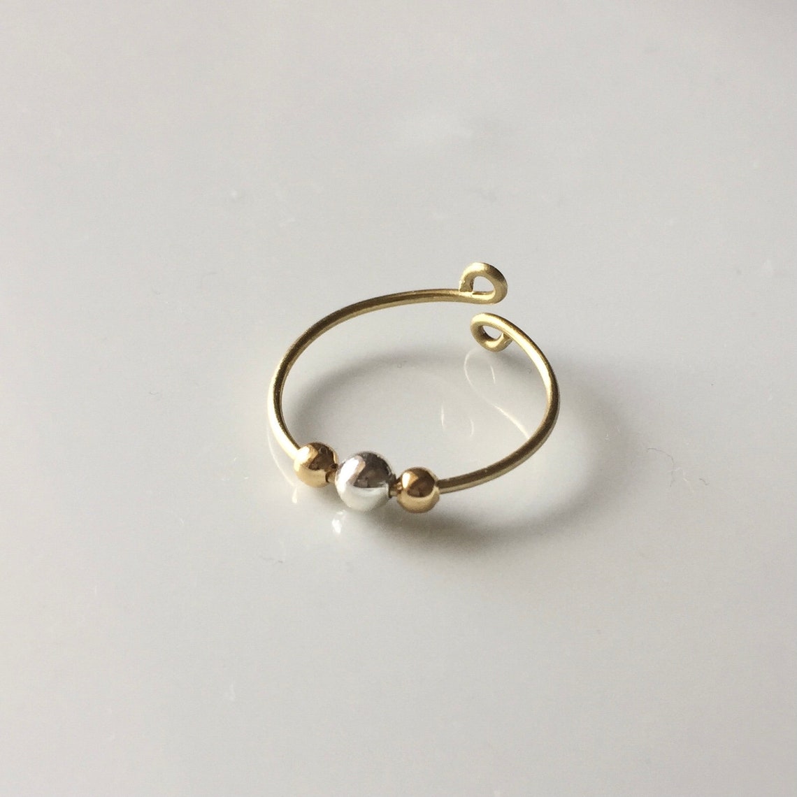 9k Gold Anxiety Ring/14k Gold Anxiety Ring/rose Gold Ring/ Etsy