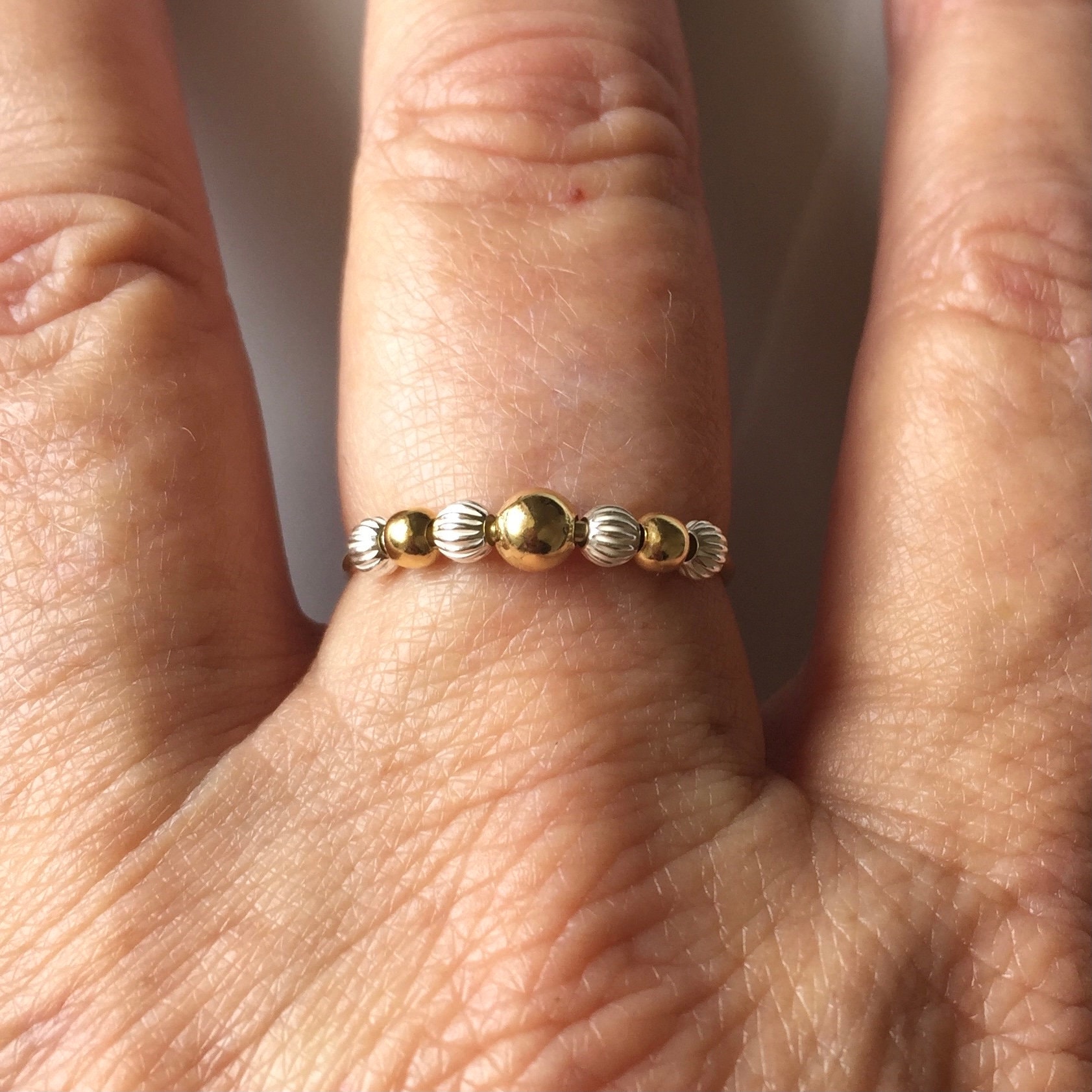9k Gold Anxiety Ring/14k Gold Anxiety Ring/rose Gold Ring/ Etsy