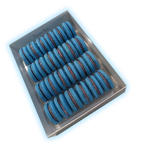 Macaron Bites - Blueberry French Macarons Cookies Gift Box, 24 Count
