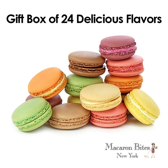 Macarons Gift Box of 24 Delicious Flavors Etsy