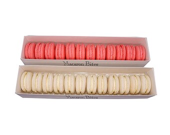 Macaron Bites - Strawberry and Vanilla French Macaron Cookies, 24 count