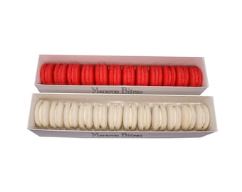 Red Velvet and Vanilla Macaron Cookie Gift Box, 24 Count