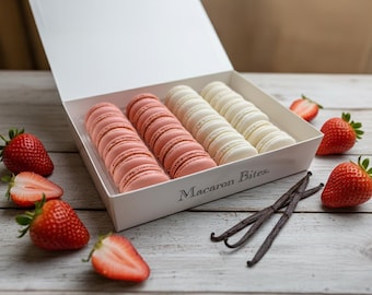 Macarons Strawberry and Vanilla, 24 count