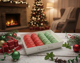 French Macarons Gift Box: Red Velvet & Mint Chocolate, Gourmet Cookies (24 Piece)