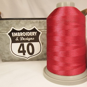 Embroidery Thread. Glide Trilobal Polyester by Fil tec. 40 weight. King spool 5500 or Mini 1100 yards. Fewer thread breaks! Made in the USA. Fuchsia