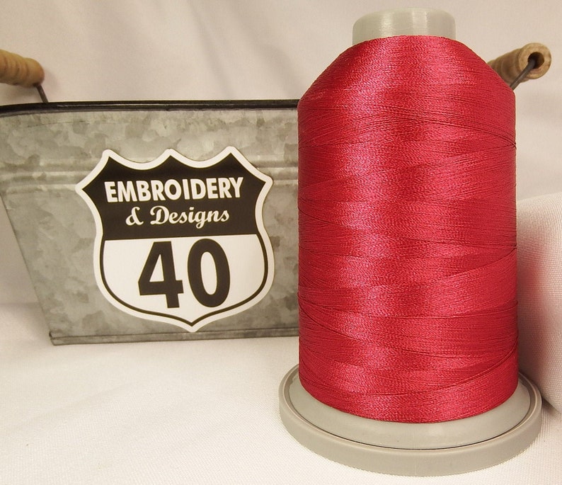 Embroidery Thread. Glide Trilobal Polyester by Fil tec. 40 weight. King spool 5500 or Mini 1100 yards. Fewer thread breaks! Made in the USA. Fuchsia