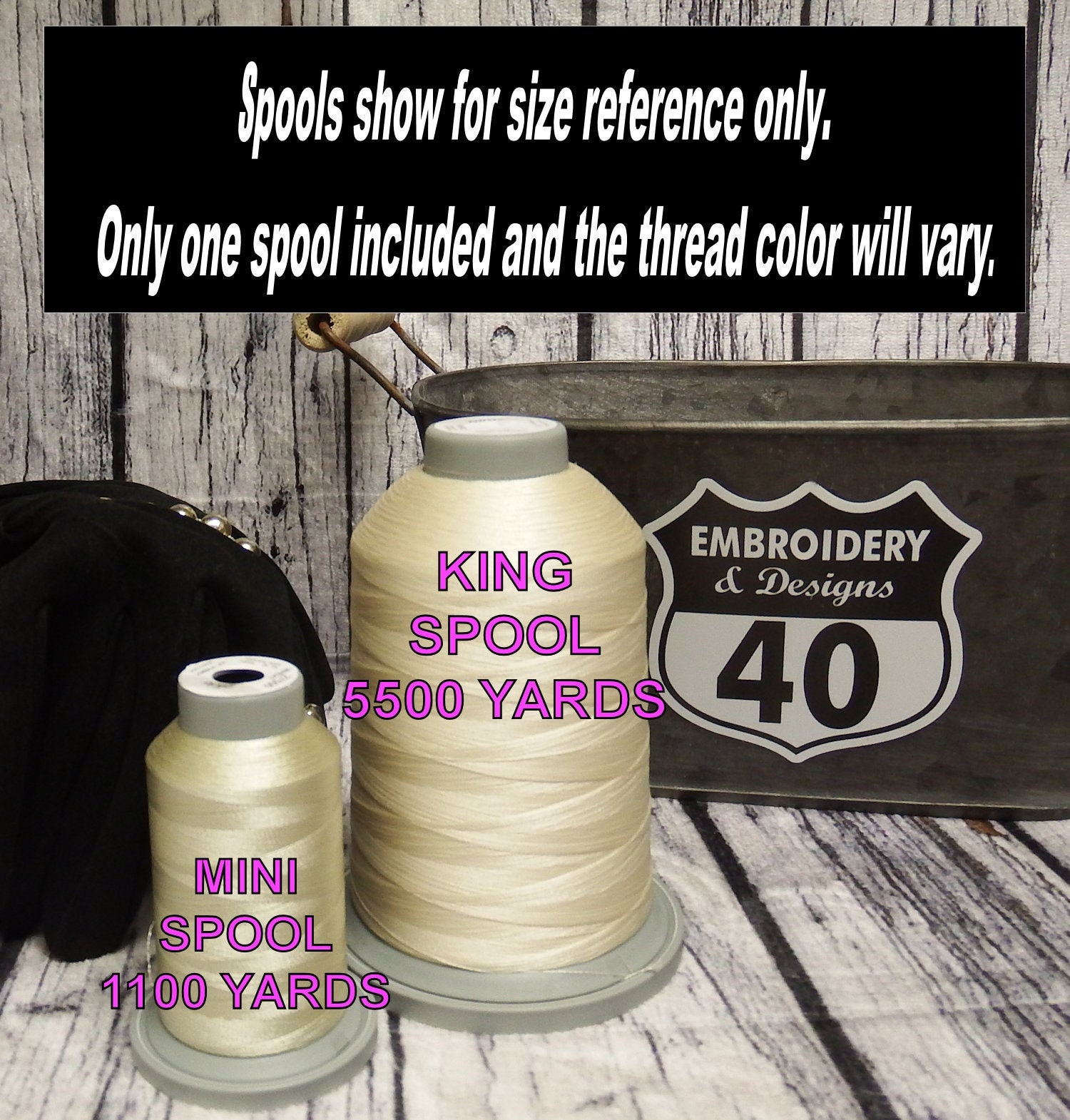  Set of 2 Huge White Spools Bobbin Thread for Embroidery Machine  and Sewing Machine - 60 Weight - 5500 Yards Each - Polyester -Embroidex