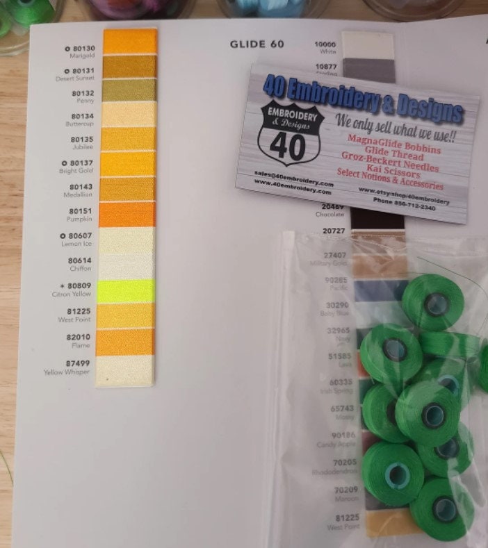 Glide Bobbin Thread 2023 Color Chart. Polyester Trilobal