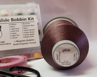 Glide Thread Dusty Plumb embroidery, quilting thread. Polyester 5500 Yards, 40 wt.  King Large Spool. Made In USA!! Embroidery Floss.