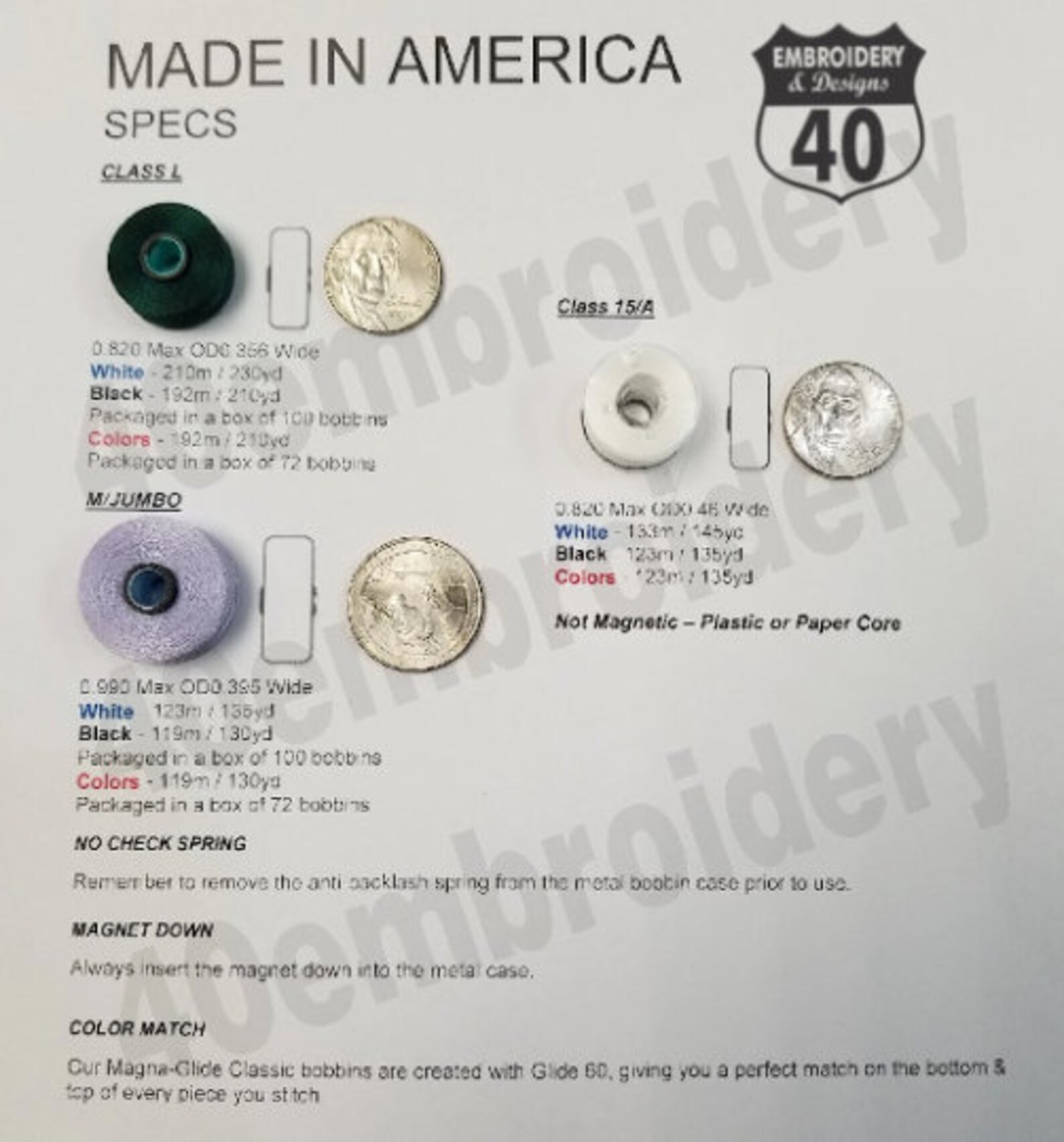 Brother Embroidery Machine Class 15/A Bobbins, Fits Brother Innovis