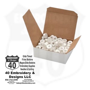 Bernia Embroidery Machine class 15/A Bobbins, Fits Bernia 440 and 550 & more. Pre-wound 60wt. Clear-Glide Plastic-Sided Size