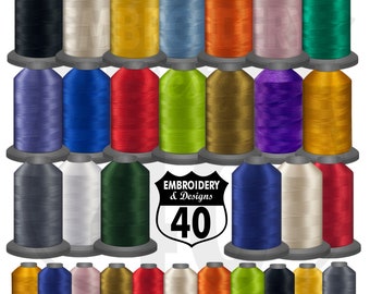 Embroidery Thread. Glide Trilobal Polyester by Fil tec. 40 weight. King spool 5500 or Mini 1100 yards. Fewer thread breaks! Made in the USA.
