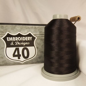Embroidery Thread. Glide Trilobal Polyester by Fil tec. 40 weight. King spool 5500 or Mini 1100 yards. Fewer thread breaks! Made in the USA. Hickory