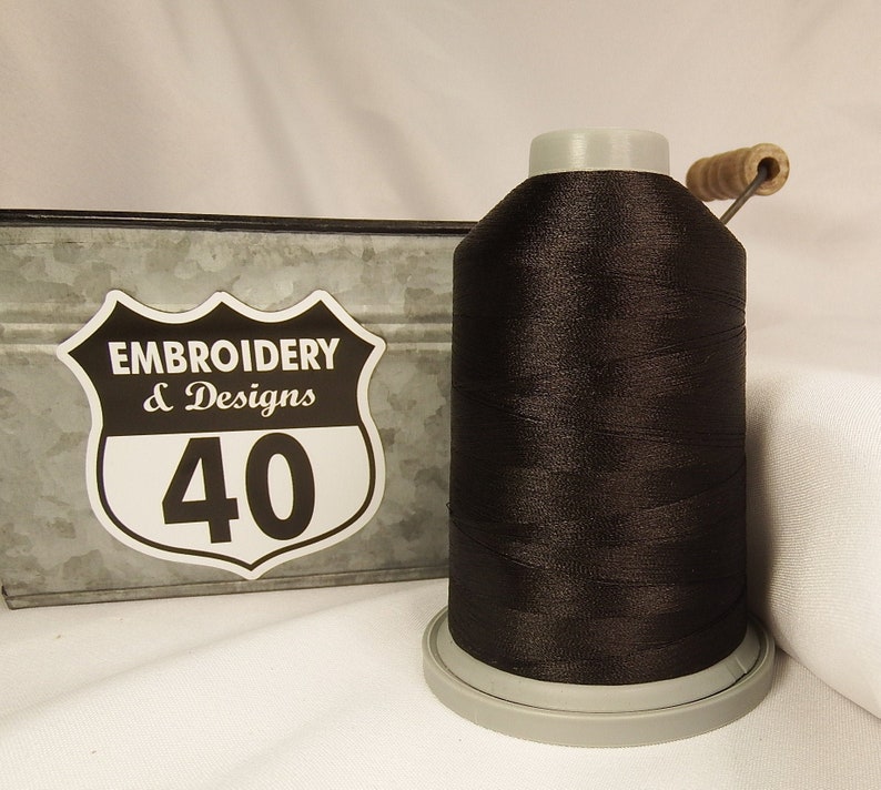 Embroidery Thread. Glide Trilobal Polyester by Fil tec. 40 weight. King spool 5500 or Mini 1100 yards. Fewer thread breaks! Made in the USA. Hickory